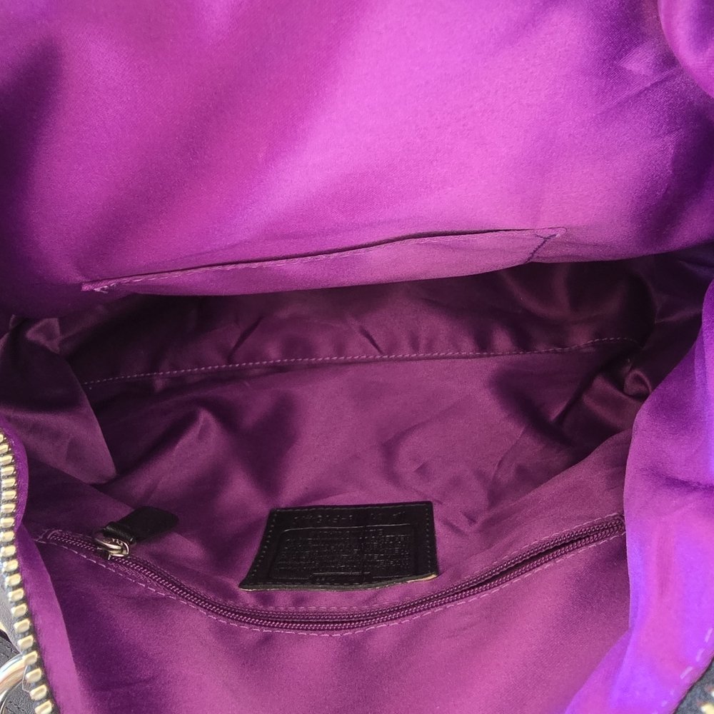 Coach Y2K June 1998 Great Condition Black Leather Tote Bag Purple Silk Inerior - Picture 8 of 17